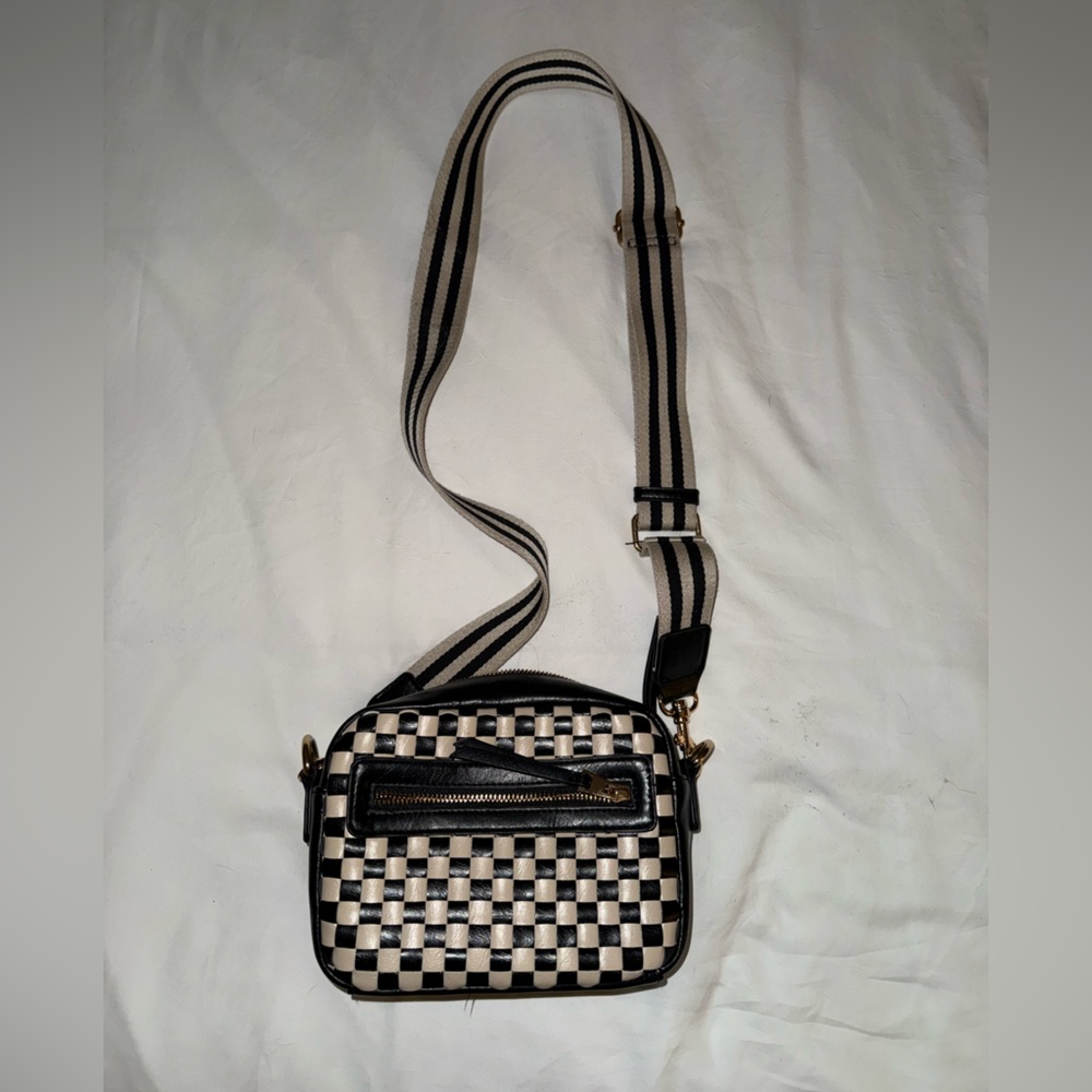 Black and White Checkered Crossbody Bag